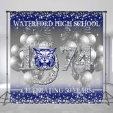 Lofaris Silver Diamonds Balloons Custom Class Reunion Backdrop